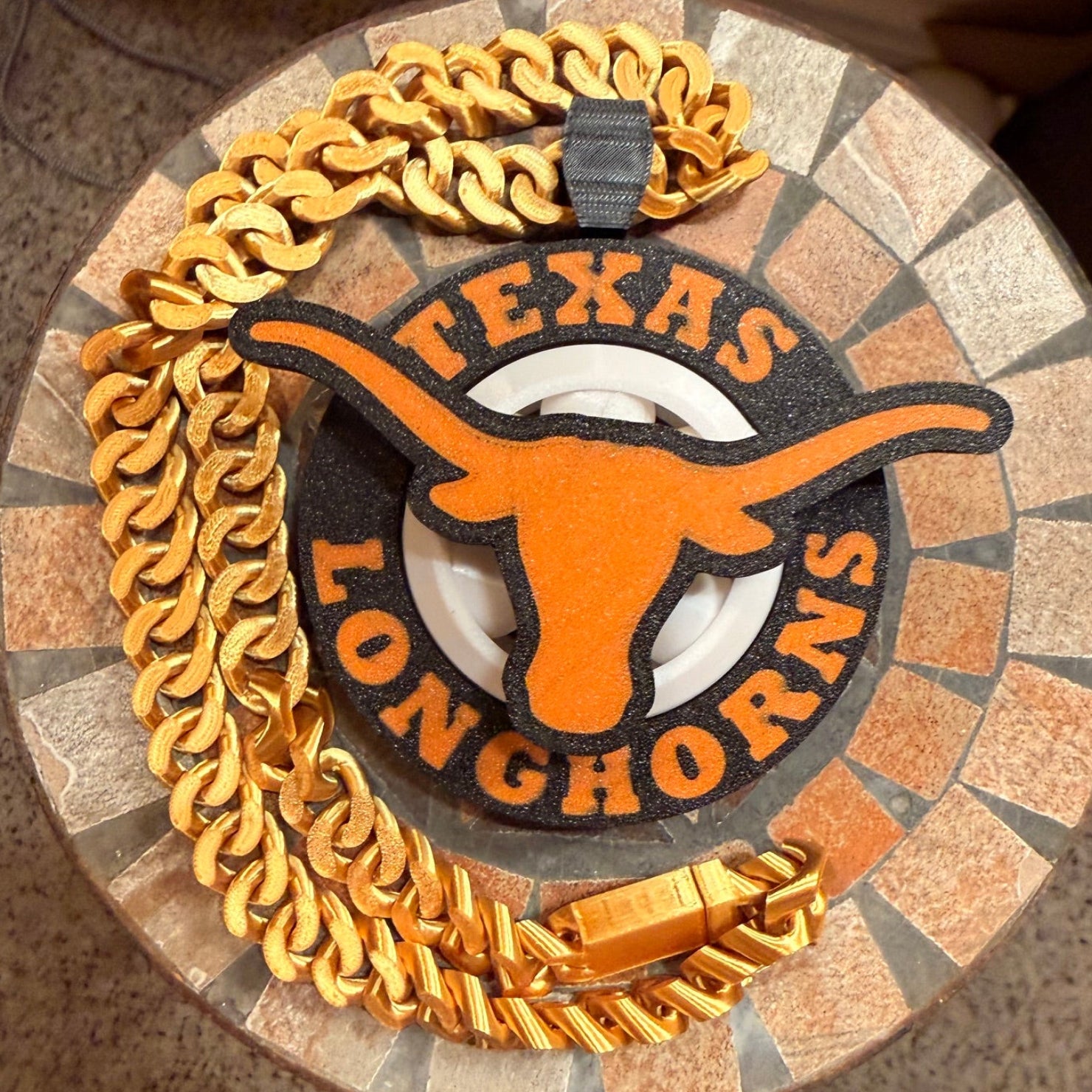 Texas Longhorn Spinning Hype Chain with orange and black longhorn design