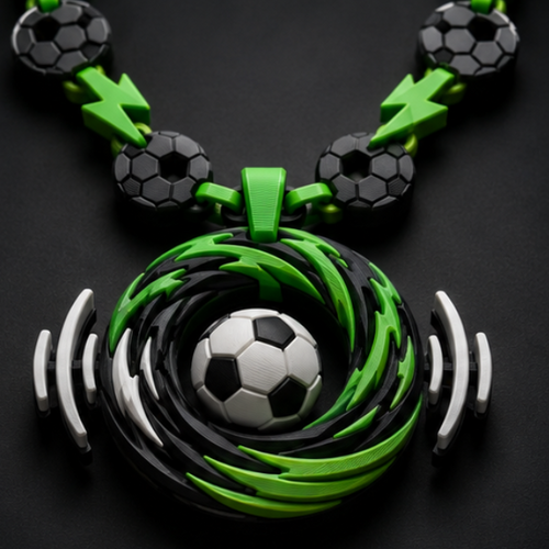 Austin FC Soccer Hype Chain in black, white, and green with soccer-ball details